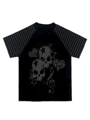 CTRL WORLD Skull and Leopard Print Raglan T-Shirt