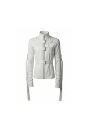 CTRL WORLD White Strapped Zip Jacket