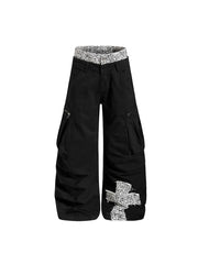 CTRL WORLD Leopard Cross Print Cargo Pants