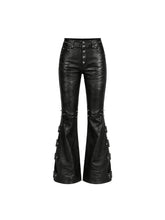 CTRL WORLD Black Iron Claw Faux Leather Flare Pants
