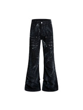 CTRL WORLD Angel Wing Washed Distressed Rivet Wide Leg Jeans