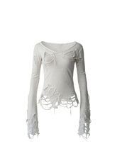 CTRL WORLD Ghost Veil Distressed Long Sleeve Top
