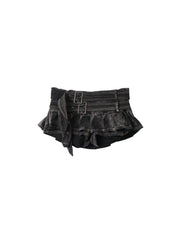 CTRL WORLD Shadow Layered Ruffle Denim Mini Skort