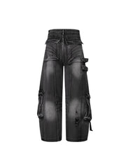 CTRL WORLD Rogue Ash Multi-Pocket Denim Cargo Pants