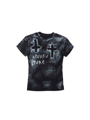 CTRL WORLD Chaos Cross Washed Short Sleeve Top