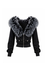 CTRL WORLD Gothic Faux Fur Hood Cropped Zip-Up Hoodie