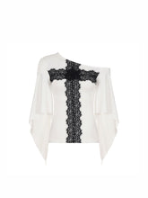 CTRL WORLD Gothic Lace Cross Draped Sleeve Top