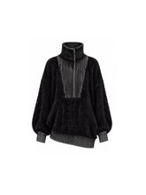 CTRL WORLD Gothic Fuzzy Knit High-Neck Sweater