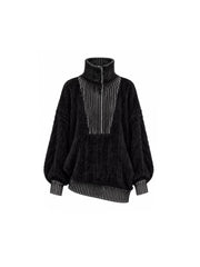 CTRL WORLD Gothic Fuzzy Knit High-Neck Sweater
