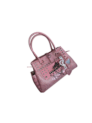 CTRL WORLD Y2K Crocodile Embossed Studded Tote Bag