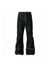 CTRL WORLD Black Graphic Wide Leg Denim Jeans Streetwear Pants