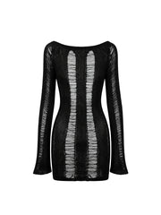 CTRL WORLD Black Hollow Out Strappy Knit Top