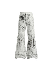 CTRL WORLD Marble Ruin Strap Flare Pants