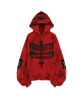 Gothic Cross and Skull Zip-Up Hoodie