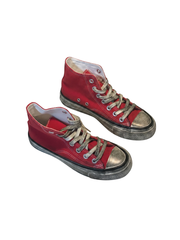CTRL WORLD Distressed High-Top Canvas Sneakers
