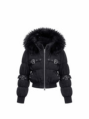 CTRL WORLD Gothic Faux Fur Hooded Cropped Jacket