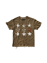 CTRL WORLD Vintage Distressed Nine-Star Graphic T-Shirt