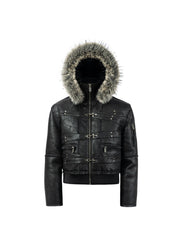 CTRL WORLD Frost Reaper Fur Hooded Leather Jacket