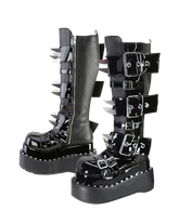 Gothic Buckle Spike Platform Mid-Calf Boots