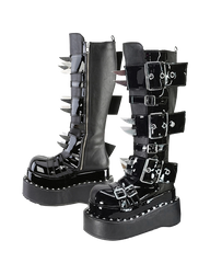 Gothic Buckle Spike Platform Mid-Calf Boots