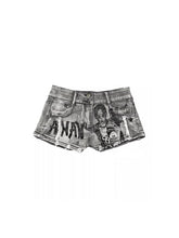 CTRL WORLD Ash Riot Graphic Denim Shorts