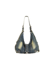 CTRL WORLD Rivet Drift Denim Hobo Bag