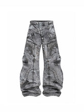 CTRL WORLD Phantom Archive Wide Leg Cargo Denim Jeans