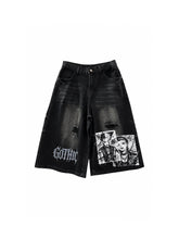 CTRL WORLD Abyss Gothic Manga Patch Denim Jorts