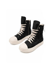 CTRL WORLD Distressed Canvas High-Top Sneakers