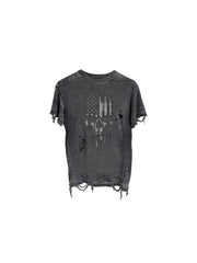 CTRL WORLD Apocalypse Skull Flag Distressed T-Shirt