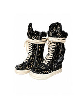 CTRL WORLD Fur-Lined Platform Boots with Zip and Lace Details