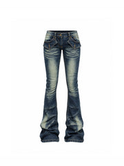 CTRL WORLD Shadow Fade Low Rise Bootcut Denim Jeans