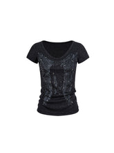 CTRL WORLD Dark Angel Rhinestone V-Neck T-Shirt