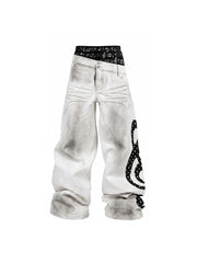 CTRL WORLD Grunge Music Note Baggy Jeans