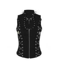 Studded Lace-Up Zip Vest