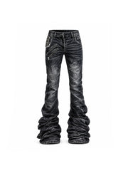 CTRL WORLD Extreme Stacked Distressed Biker Jeans