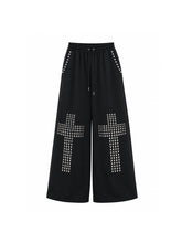 CTRL WORLD Abyss Cross Studded Wide-Leg Sweatpants