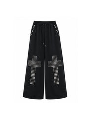 CTRL WORLD Abyss Cross Studded Wide-Leg Sweatpants