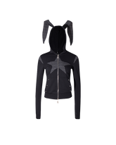Hooded Zip-Up Jacket with Ear Detail