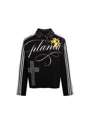 CTRL WORLD Phantom Leopard Script Long Sleeve Polo Shirt
