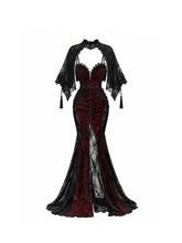 Crimson Phantom Gothic Halloween Lace Dress Set