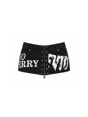 CTRL WORLD Riot Script Zip Denim Mini Skirt