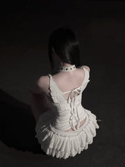 CTRL WORLD "LIGHT" Angel Wings Lace-Up Camisole Top