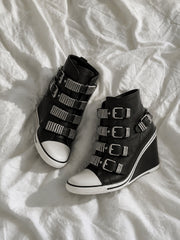 CTRL WORLD Shadow Buckle Wedge High Top Sneakers