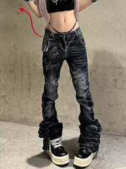 CTRL WORLD Extreme Stacked Distressed Biker Jeans