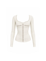 CTRL WORLD Dark Romance Gothic Lace-Panel Long Sleeve Top