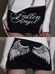 CTRL WORLD Fallen Wing Script Mini Skirt