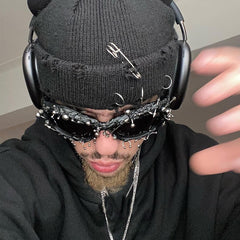 CTRL WORLD Venom Spike Studded Oval Sunglasses