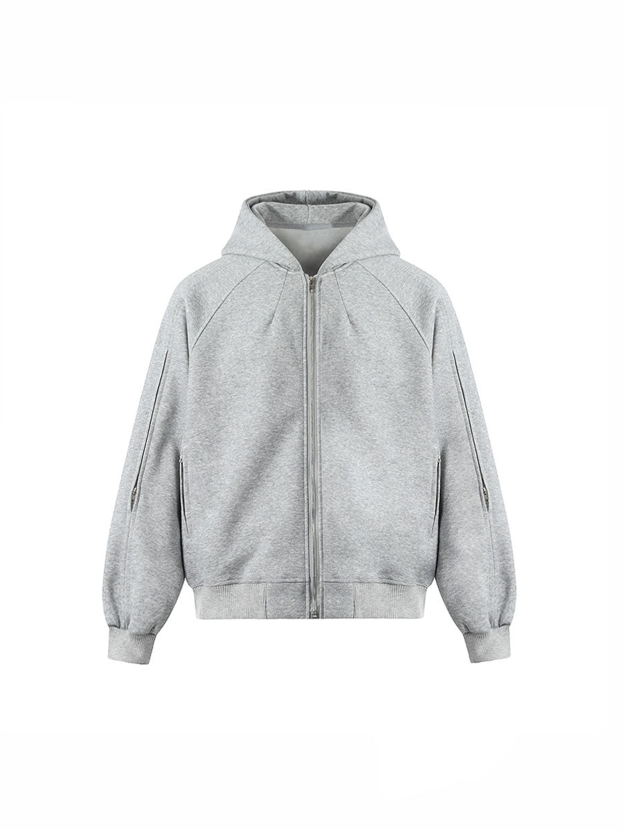 CTRL WORLD Heavyweight Washed Deconstructed Zip-Up Hoodie Jacket