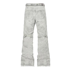 CTRL WORLD Venom Strap Distressed Flared Cargo Jeans